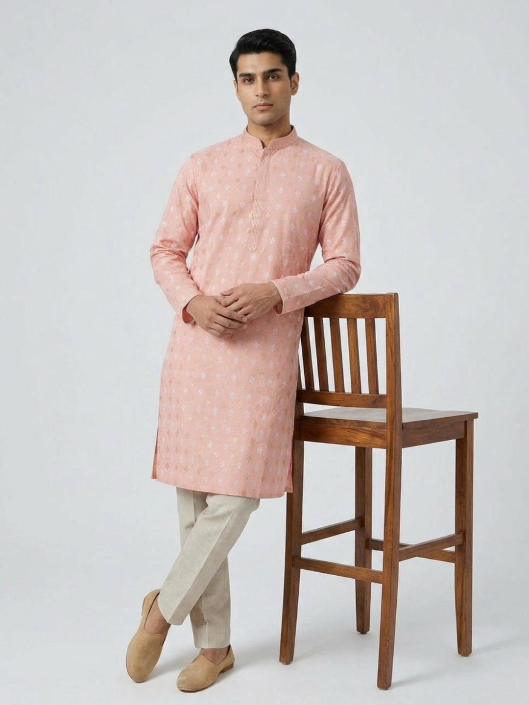 Sanman Ethnix By Raymond Orange Kurta
