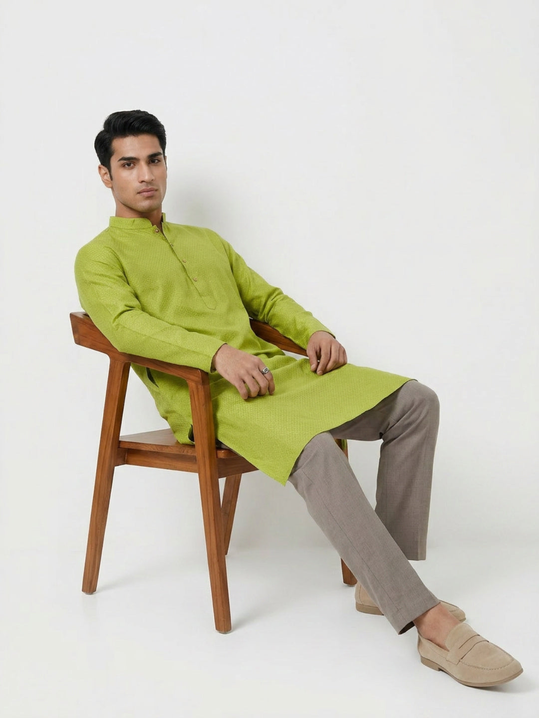 Sanman Ethnix By Raymond Orange Kurta