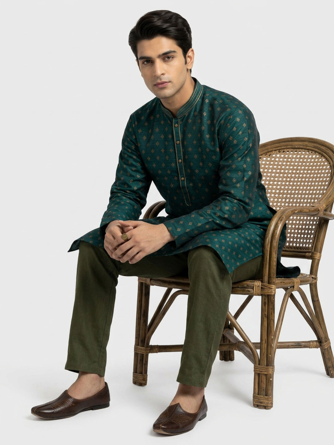 Sanman Ethnix By Raymond Orange Kurta