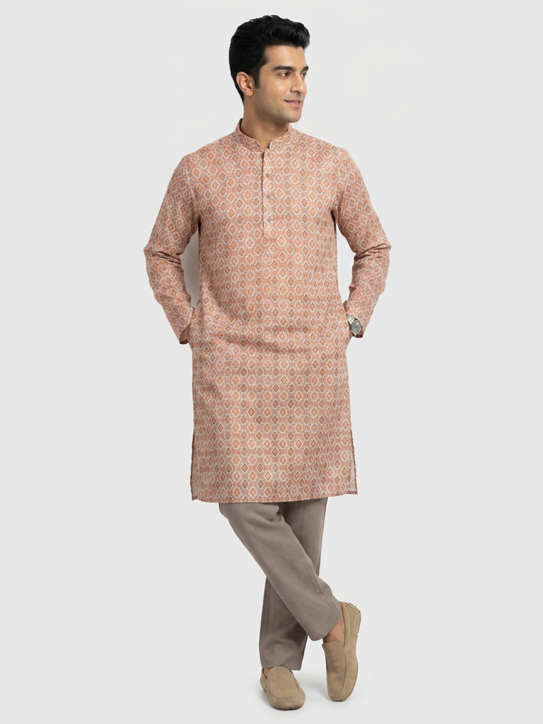 Sanman Ethnix By Raymond Orange Kurta