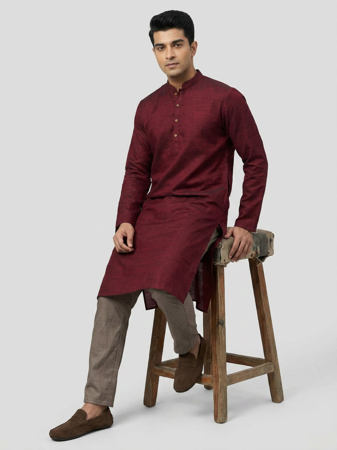 Sanman Ethnix By Raymond Orange Kurta