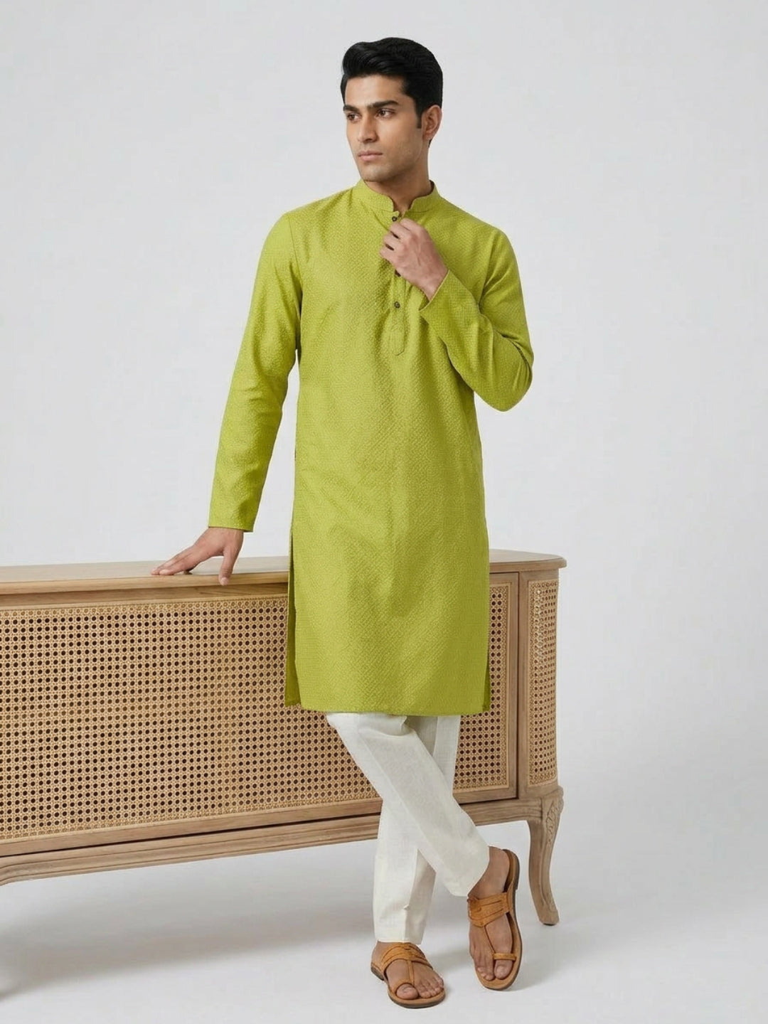 Sanman Ethnix By Raymond Orange Kurta