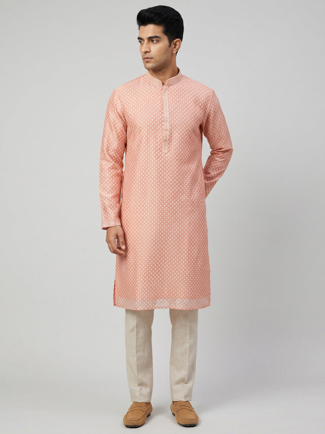 Sanman Ethnix By Raymond Orange Kurta