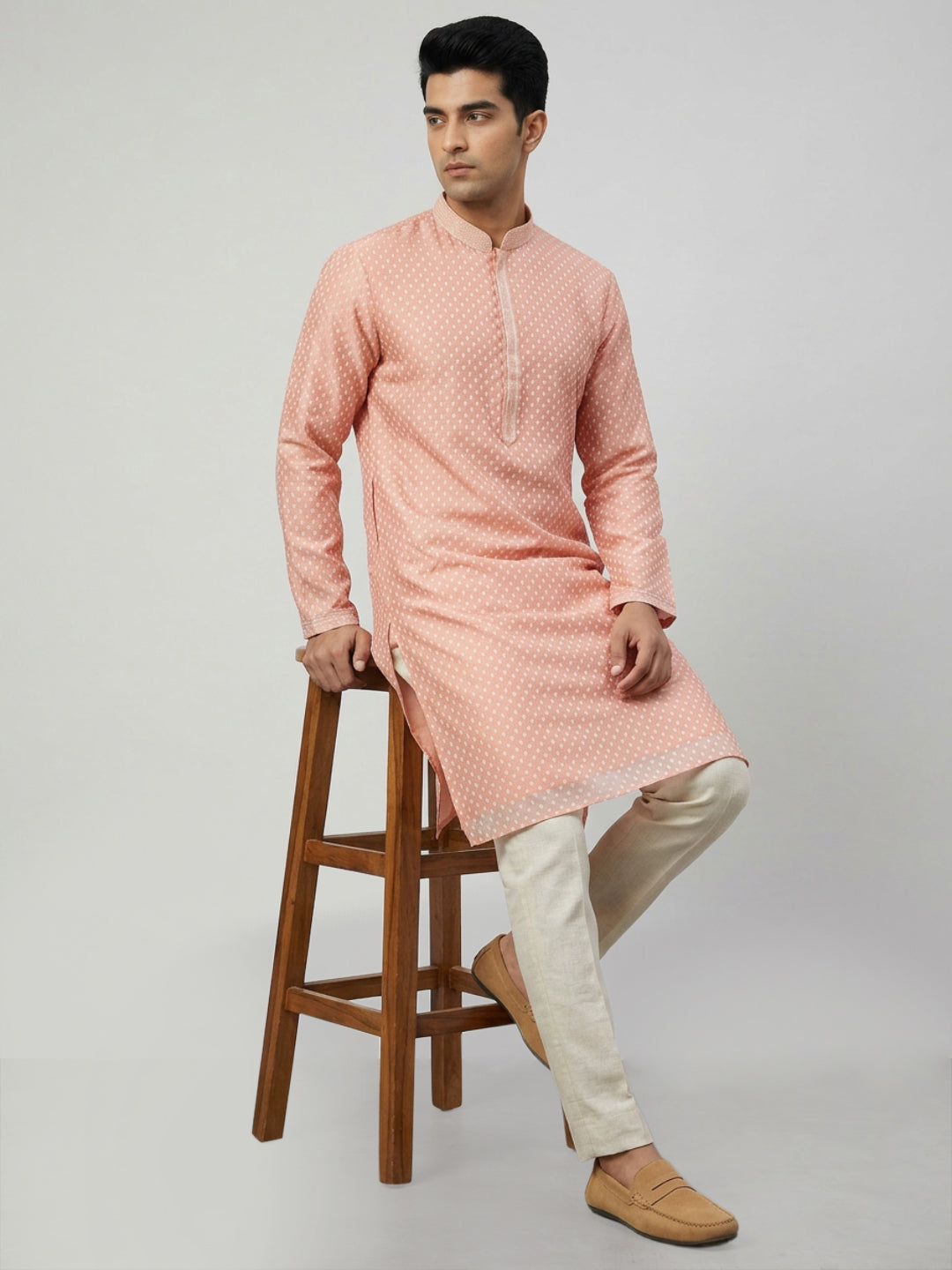 Sanman Ethnix By Raymond Orange Kurta