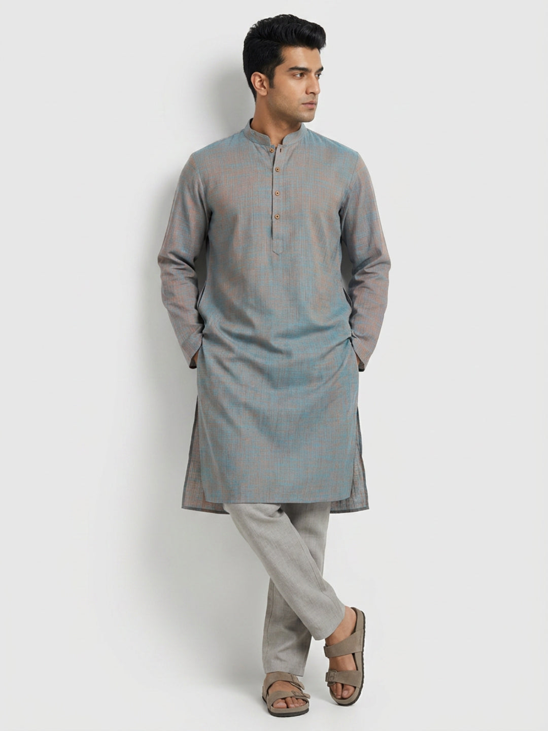 Sanman Ethnix By Raymond Orange Kurta