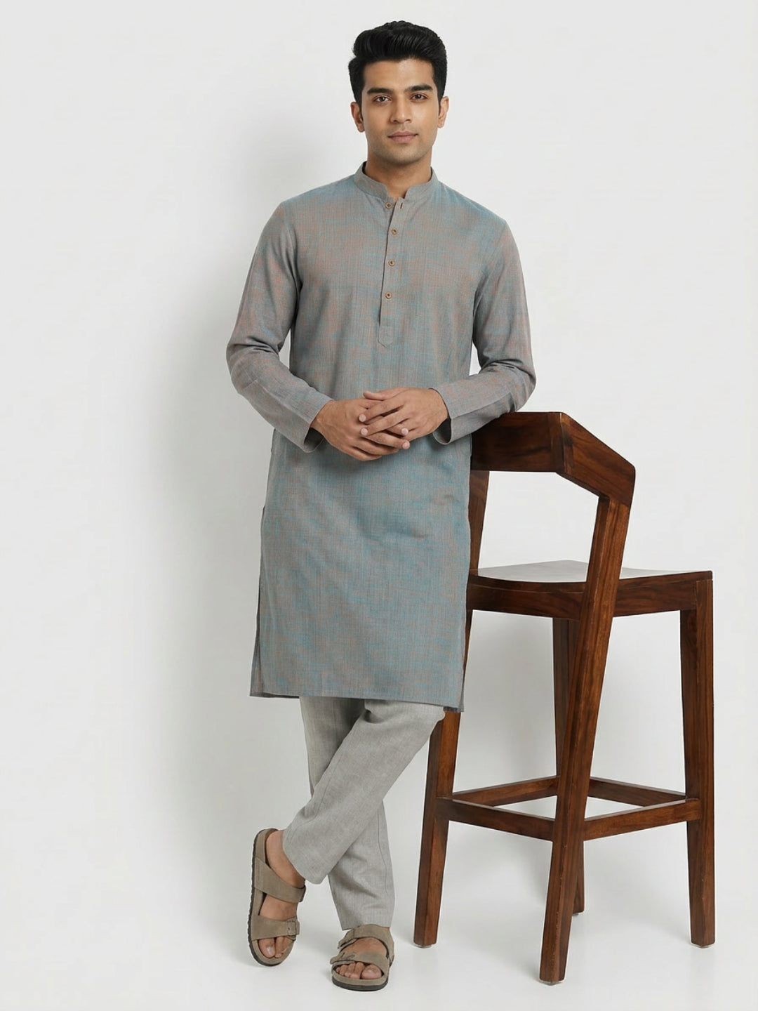 Sanman Ethnix By Raymond Orange Kurta