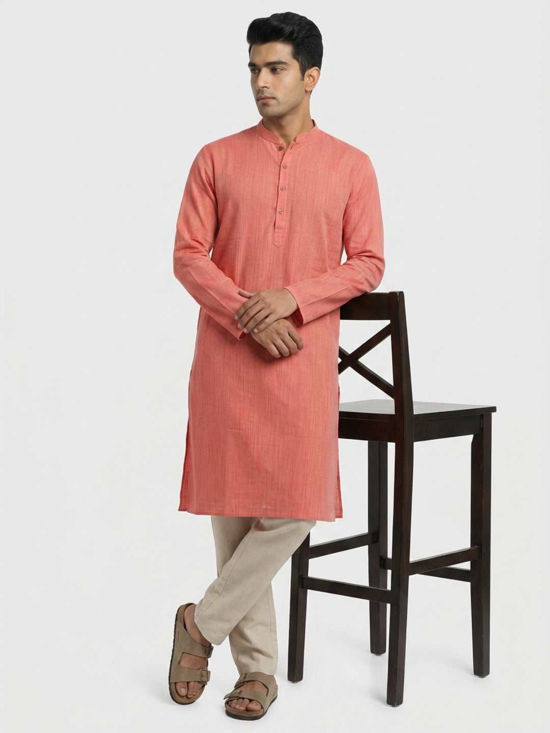 Sanman Ethnix By Raymond Orange Kurta