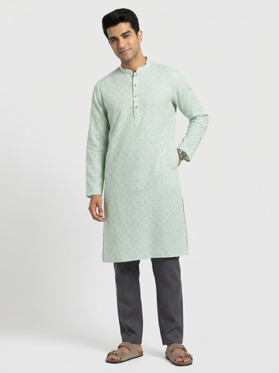 Sanman Ethnix By Raymond Orange Kurta