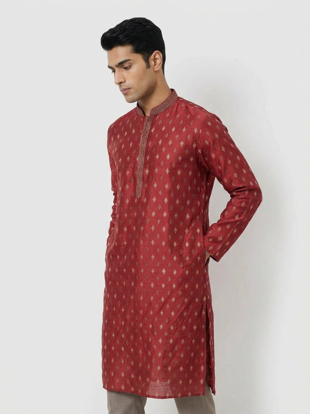 Sanman Ethnix By Raymond Orange Kurta