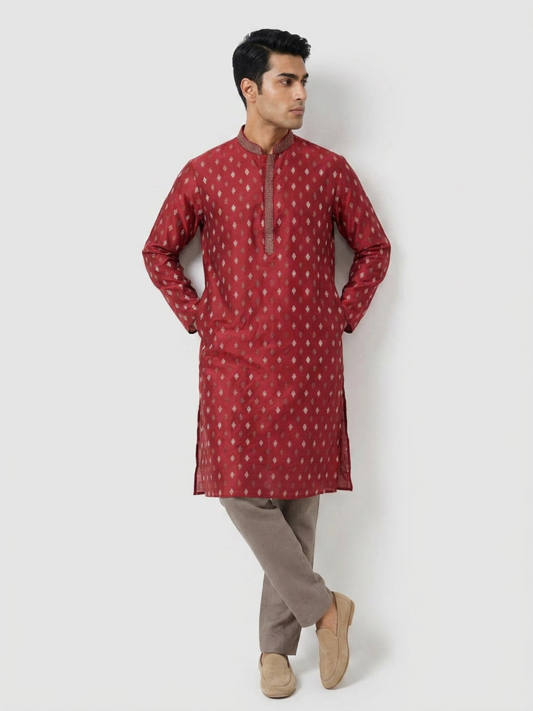 Sanman Ethnix By Raymond Orange Kurta