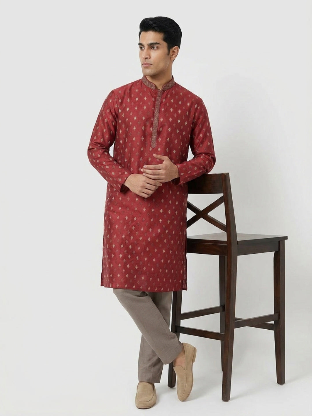 Sanman Ethnix By Raymond Orange Kurta