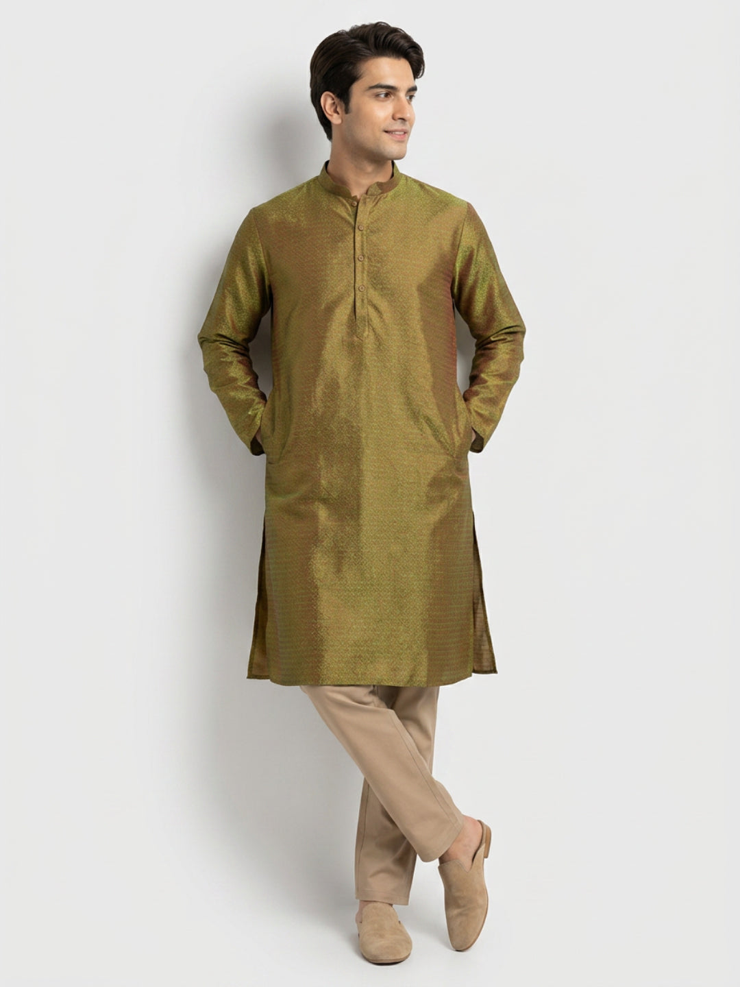 Sanman Ethnix By Raymond Orange Kurta