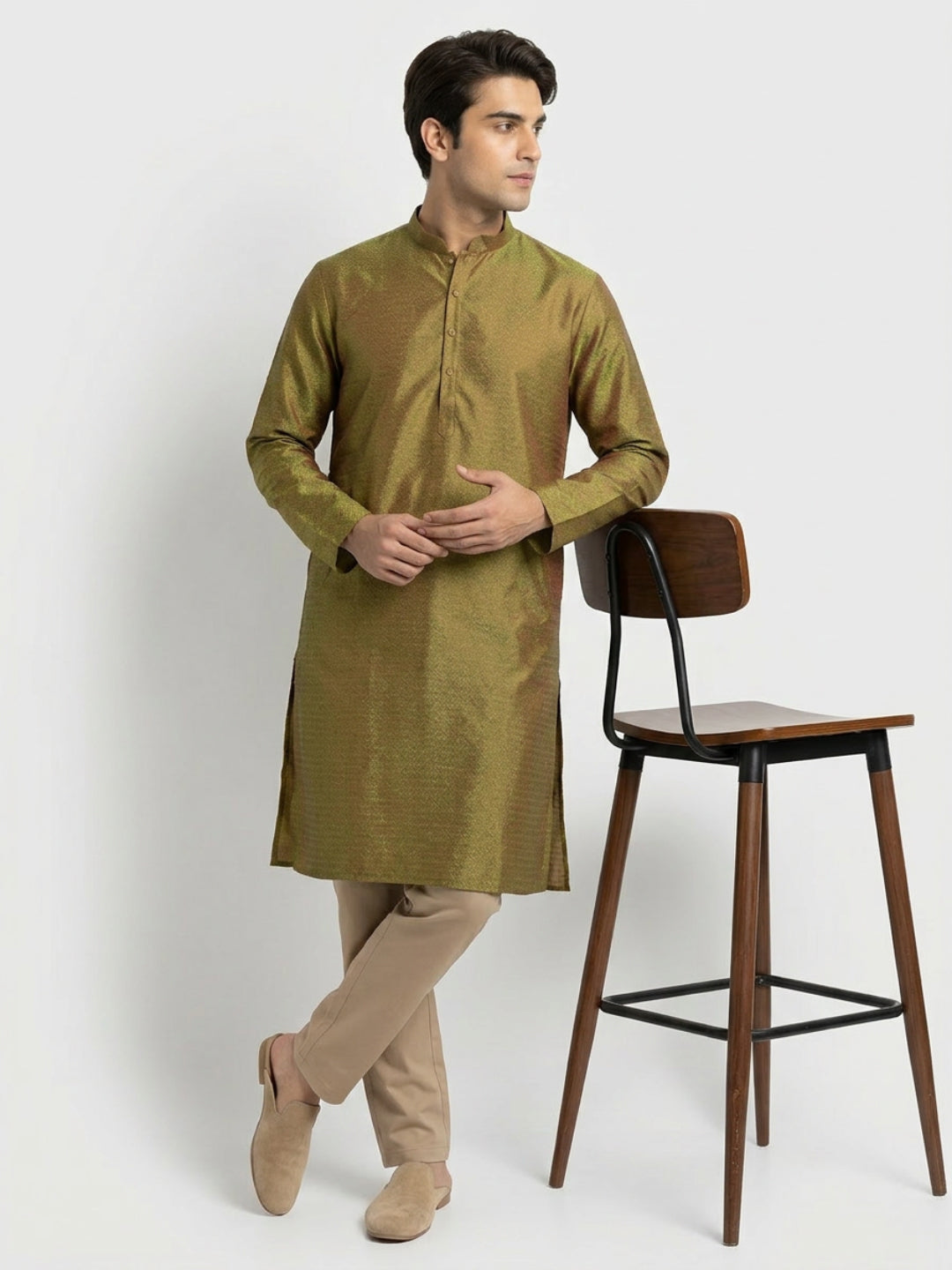 Sanman Ethnix By Raymond Orange Kurta