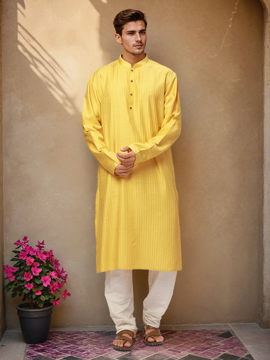 Ethnix by Raymond Yellow Kurta