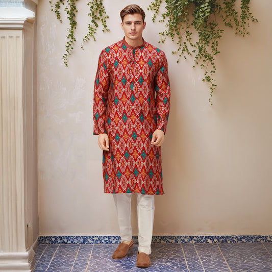 Ethnix Red Kurta Chudidar
