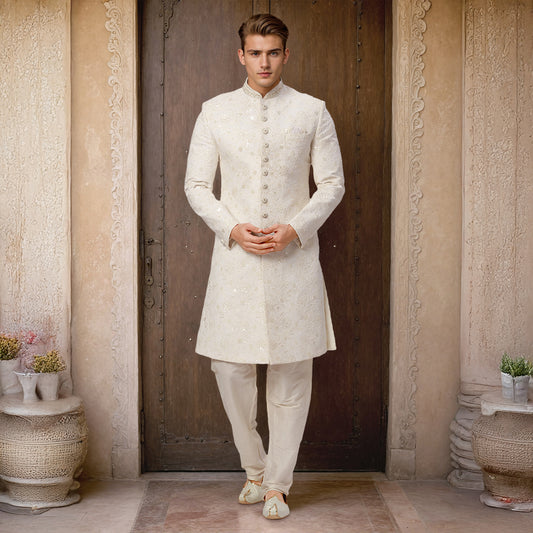 Ethnix White Sherwani