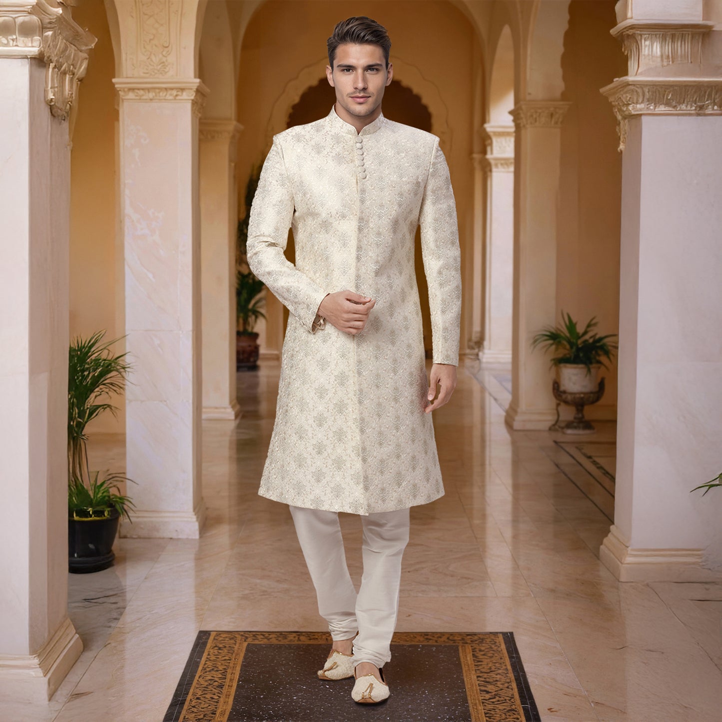 Ethnix White Sherwani