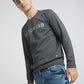 Men Black Regular Fit Print Cotton Polyester Blend Sweatshirts