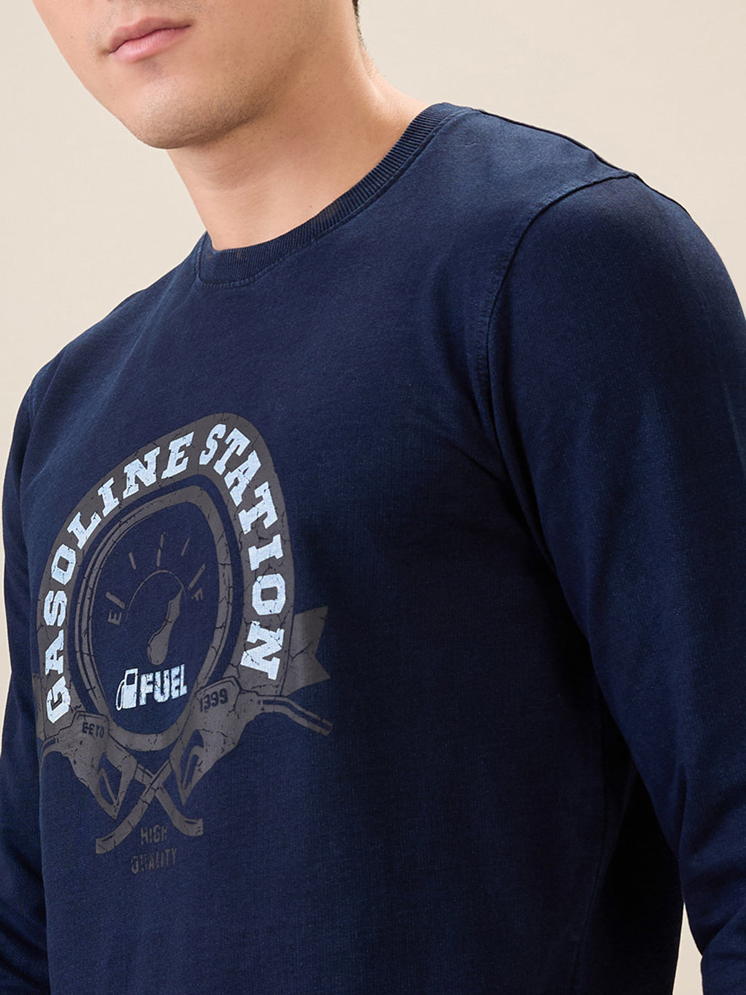 Parx Men Blue Regular Fit Graphic Sweatshirt