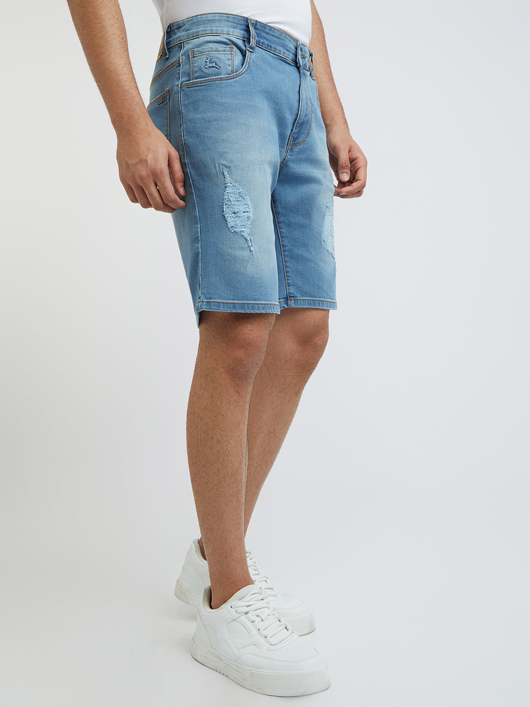 Parx Men Blue Solid Regular Fit Shorts