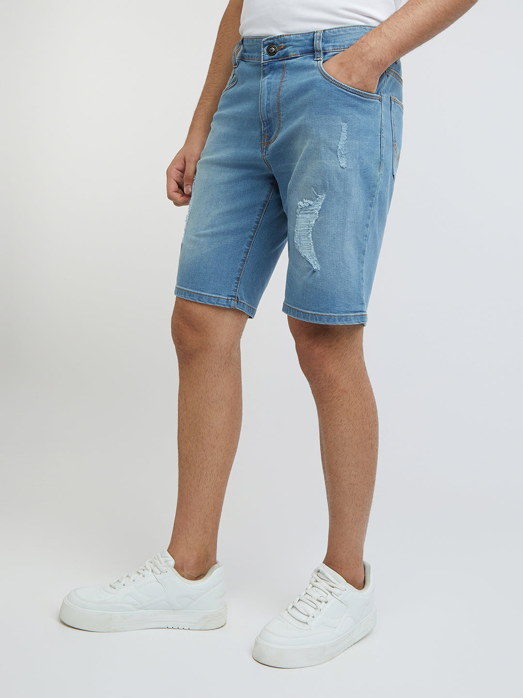 Parx Men Blue Solid Regular Fit Shorts