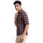 Men Red Slim Fit Checks Cotton Blend Full Sleeve Shirts