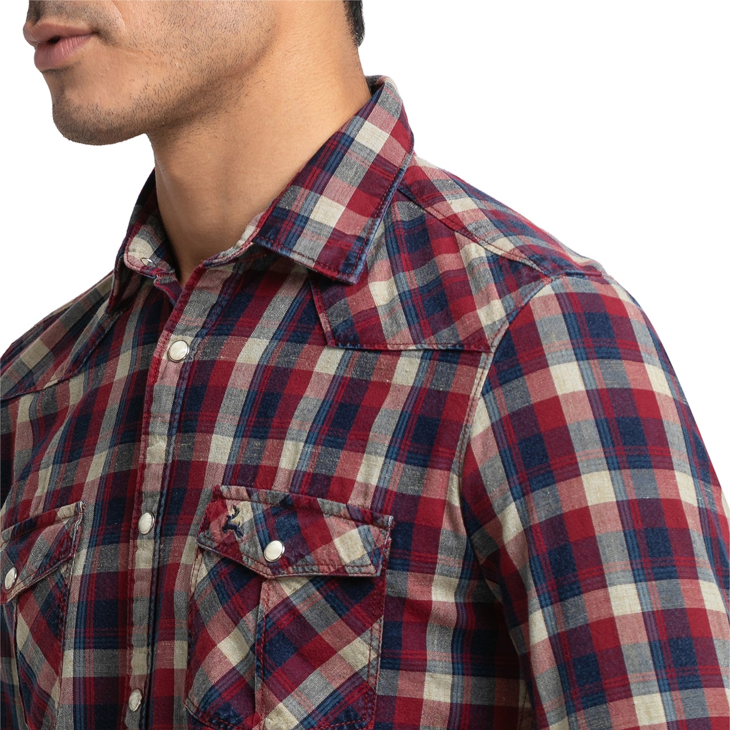 Men Red Slim Fit Checks Cotton Blend Full Sleeve Shirts