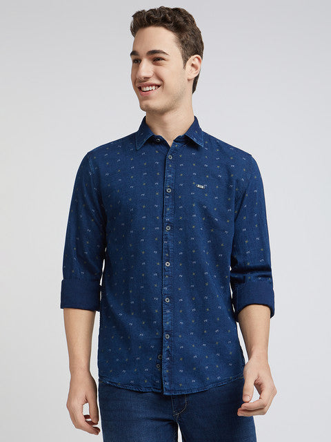 Men Contemporary Fit Dark Blue Shirt