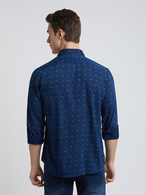 Men Contemporary Fit Dark Blue Shirt