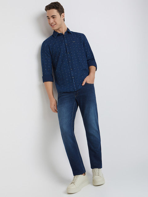 Men Contemporary Fit Dark Blue Shirt