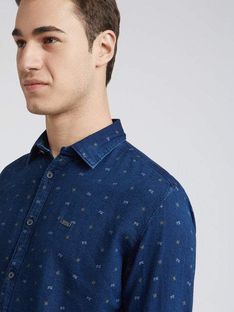 Men Contemporary Fit Dark Blue Shirt