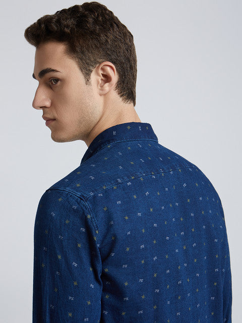 Men Contemporary Fit Dark Blue Shirt