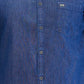 Parx Blue Solid Slim Fit Cotton Casual Shirt