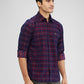 Parx Maroon Checks Slim Fit Cotton Casual Shirt