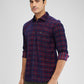 Parx Maroon Checks Slim Fit Cotton Casual Shirt