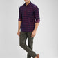 Parx Maroon Checks Slim Fit Cotton Casual Shirt