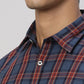 Parx Men Blue Checkered Slim Fit Cotton Casual Shirt