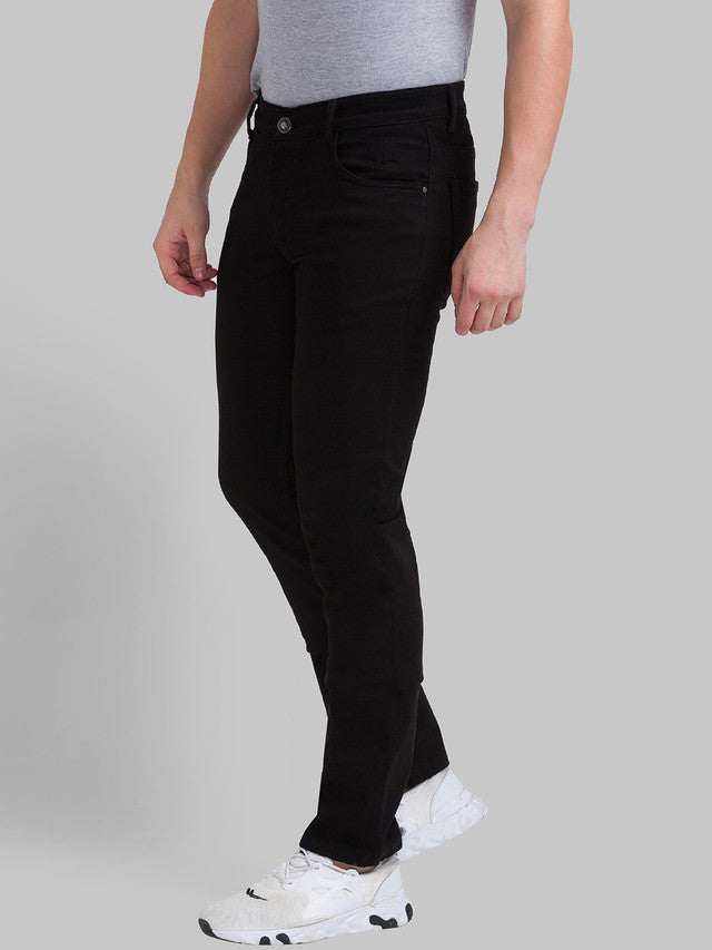 Parx Black Dobby Slim Fit Cotton Blend Jeans