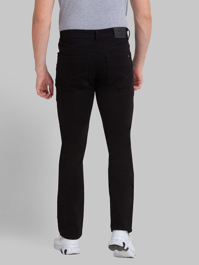 Parx Black Dobby Slim Fit Cotton Blend Jeans