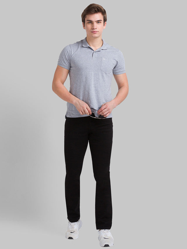 Parx Black Dobby Slim Fit Cotton Blend Jeans