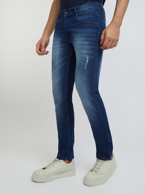 Men Slim Tapered Fit Blue Jeans