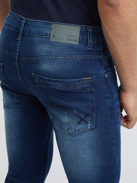 Men Slim Tapered Fit Blue Jeans