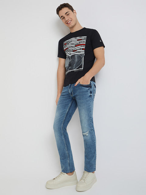 Men Slim Fit Blue Jeans