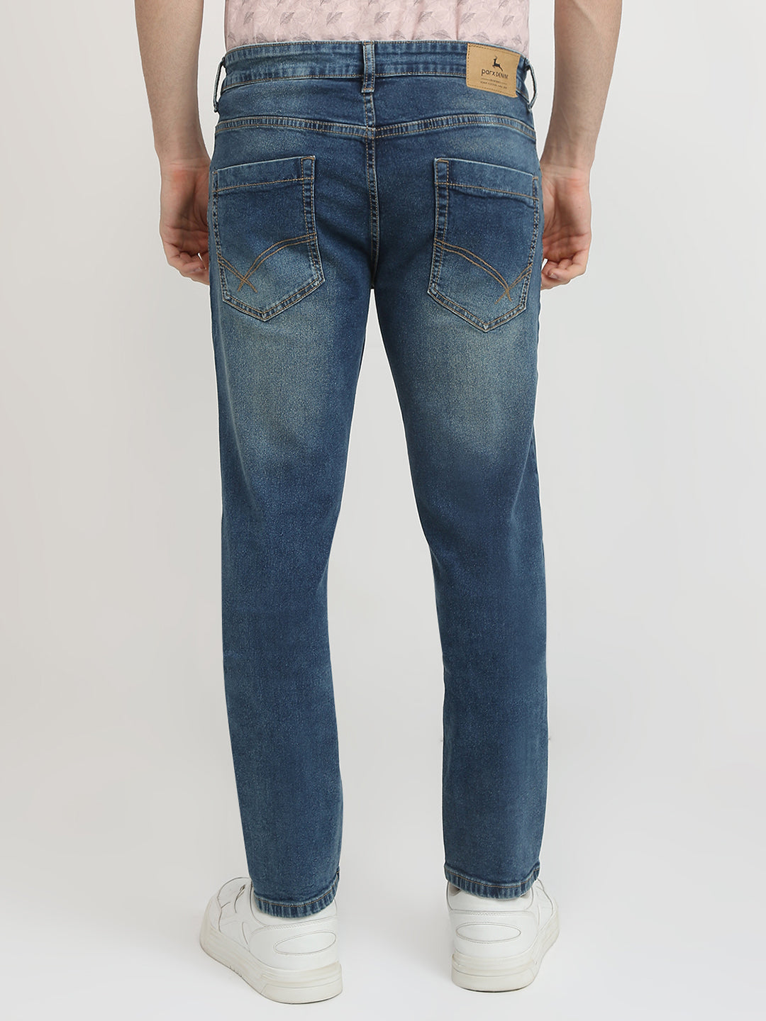 Parx Men Blue Low Rise Tapered Fit Knitted Jeans
