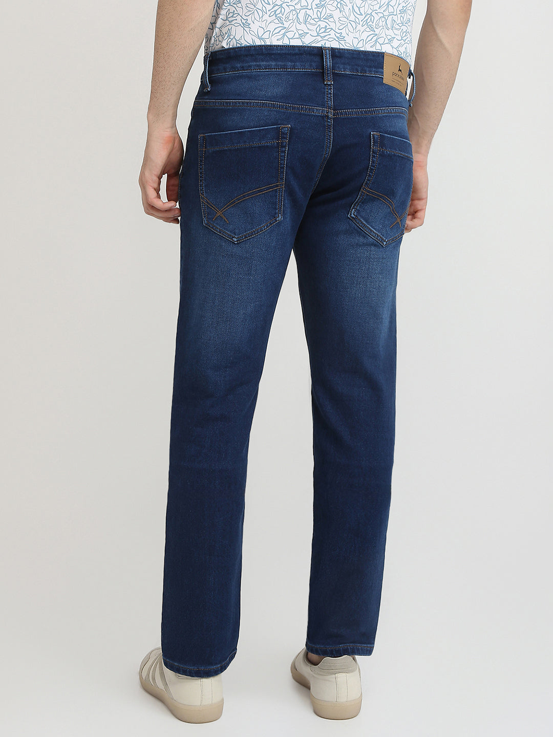 Parx Men Blue Low Rise Tapered Fit Knitted Jeans