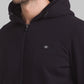 Parx Men Black Solid Regular Fit Full Sleeve Hooded Neck Sweatshirt