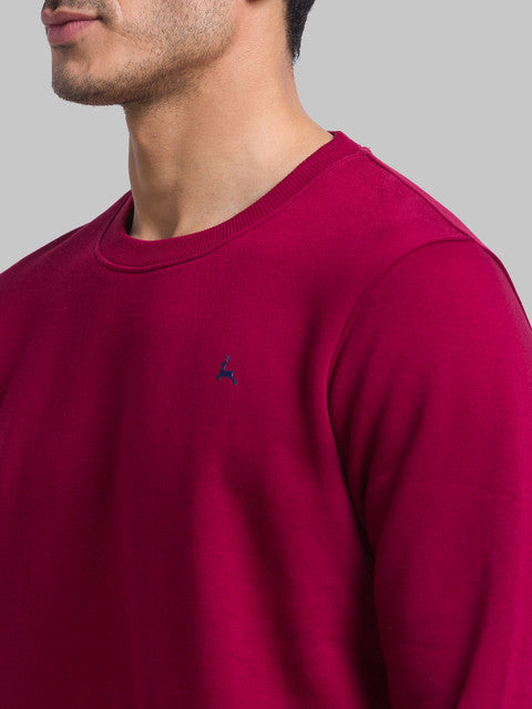 Parx Men Maroon Regular Fit Solid Round Neck Sweatshirt