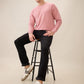 Parx Men Pink Regular Fit Structure Sweatshirt