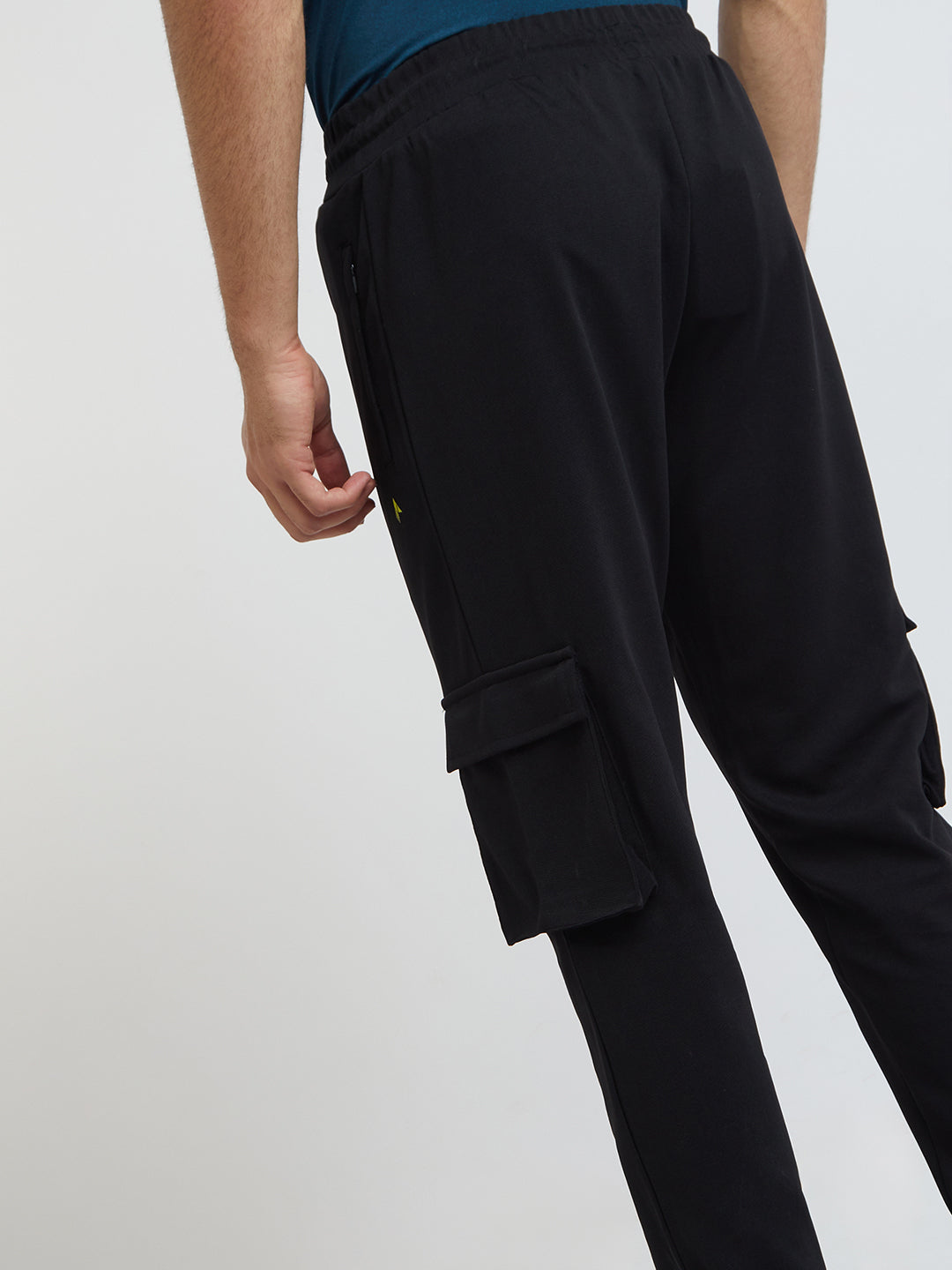 Parx Men Black Solid Jogger Fit Polyester Blend Jogger