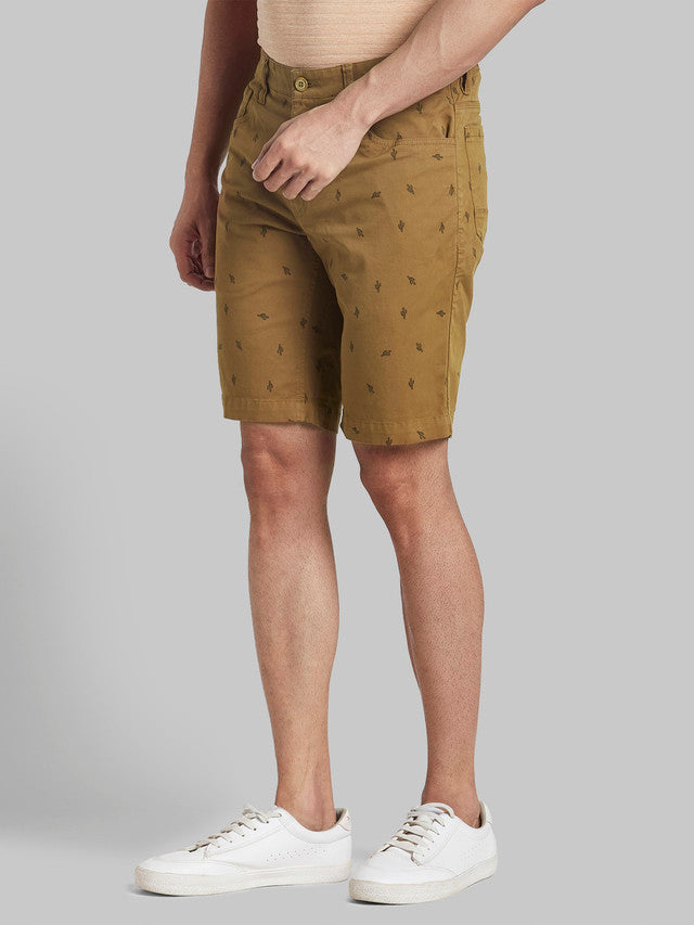 Parx Men Brown Solid Regular Fit Shorts